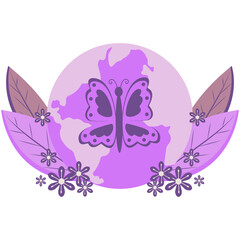 World Lupus Day. Realistic Ribbon with Butterfly Rash. Health awareness vector illustration. Banner poster, flyer and background design template. Vector illustration. Eps 10.