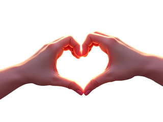 Obraz premium Two Hands Forming a Heart Shape Warm Pink Skin Tones Against isolated on a transparent background