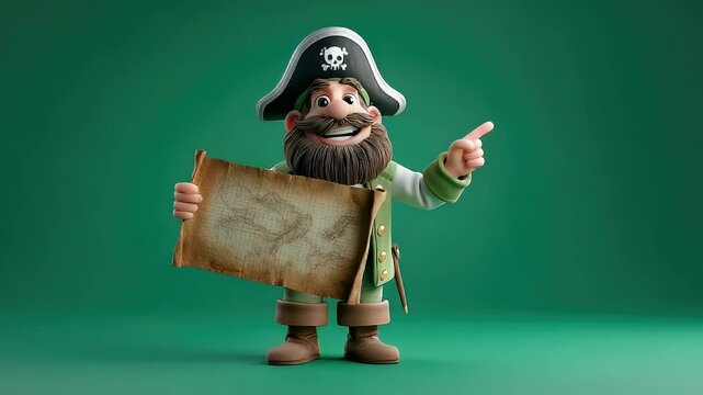 Animated pirate character with scroll