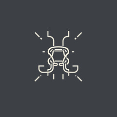 Abstract minimalist design of a stylized chair or seat, featuring clean lines and geometric shapes.