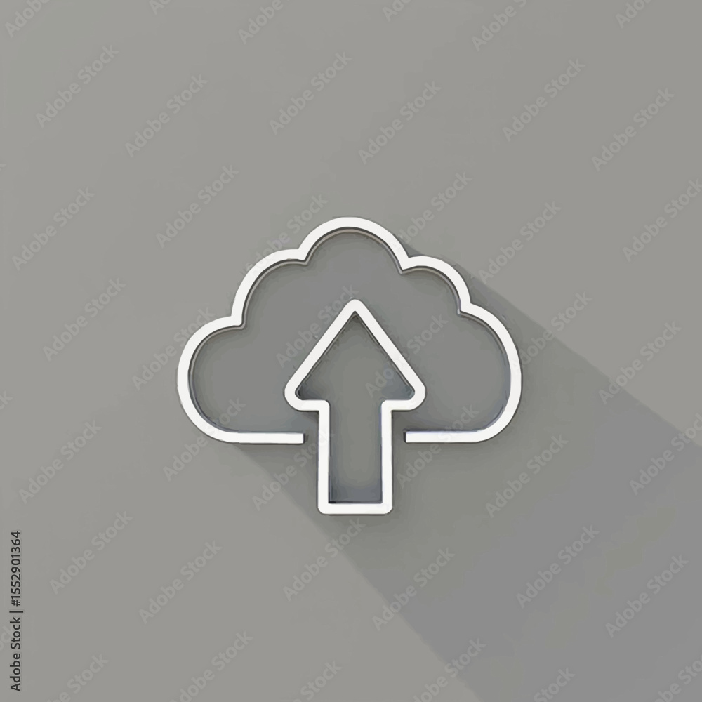 Fototapete Simple, outlined cloud icon with an upward arrow, representing data upload.