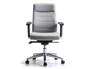 Fototapeta premium Floating Contemporary Office Chair with Gray Upholstery Isolated on White