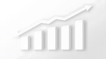 White 3D Bar Graph Chart Showing Growth and Success