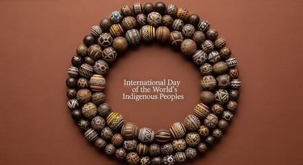 Colorful indigenous beaded necklaces for International Day of the World's Indigenous Peoples celebration