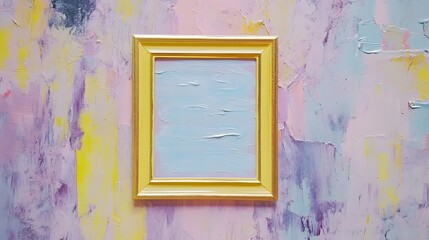 Pastel Abstract Art Background Gold Frame Mockup