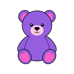 Obraz premium Adorable Purple Teddy Bear Illustration Cute Cartoon Character Design