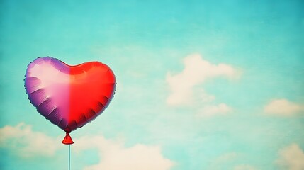 Fototapeta premium Romantic Heart Balloon Floating in Sky