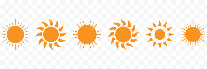 Sun icons vector. Shine sun ray set. Sunshine vector sign. Sunset icon collection. Abstract art EPS 10
