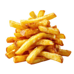 Golden French Fries Pile isolated on a transparent background