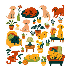 Cozy Dog in a Plant-Filled Home