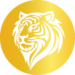 Golden Tiger Head Emblem with Stylish Design in a Circular Frame