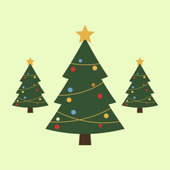 Three Decorated Christmas Trees