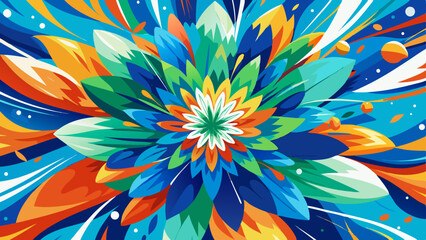 Brilliant stylized bloom presents a vibrant floral motif suitable for bold backgrounds or dynamic graphics related to design, art, and spring themes.