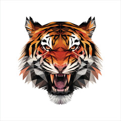 Low Poly Roaring Tiger Vector &ndash; Geometric Wild Animal Head Illustration