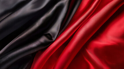 Luxurious Draped Red and Black Silk Fabric Texture