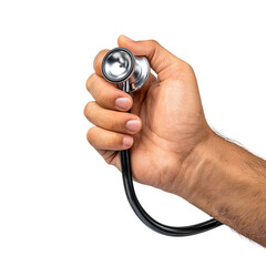A doctor's hand holding a stethoscope