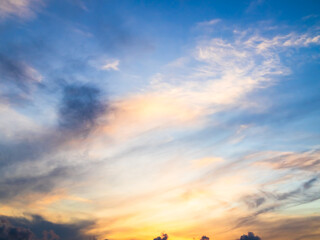 Sky sunset evening sunrise cloud weather dramatic landscape goldent and indigo color gradient...