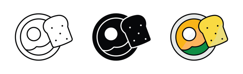 Healthy Breakfast  food Icon  set ,  egg, toast , ulinary and morning meal symbols for kitchen and dining, vector illustration . 