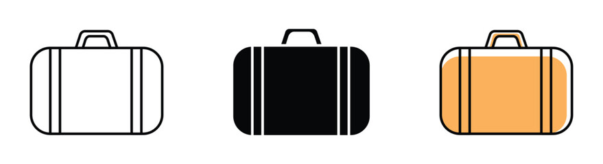 suitcase travel icon  in outline , flat and graphy style , travel suitcase icon , vector illustration .