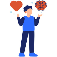Balancing Emotional Intelligence with Heart and Brain Symbols Representing Awareness and Interpersonal Insight