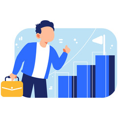 Professional celebrating business growth and reaching goals with upward steps representing success strategy and career development