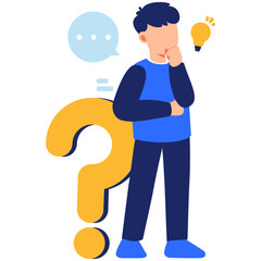 Thoughtful person exploring questions and creative ideas with a lightbulb symbol representing insight problem solving and reflection