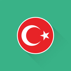 Flag of Turkey. Turkey flag icon. Standard color. Circle icon flag. Computer digital vector illustration. Colorful background.