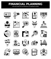 Collection of 25 Financial Planning Icons: A Visual Guide to Financial Strategy