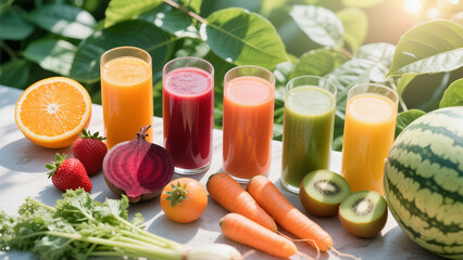 Nutrient-rich freshly squeezed fruit and vegetable juice