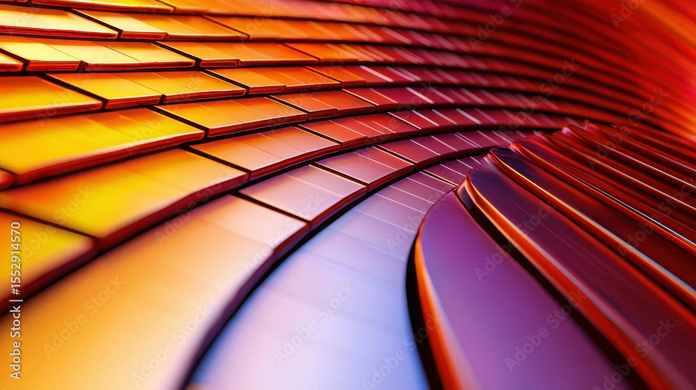 Wall mural vibrant abstract wave pattern with smooth curves and colorful gradient in warm tones for artistic an