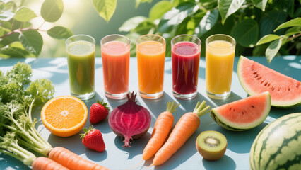 Nutrient-rich freshly squeezed fruit and vegetable juice