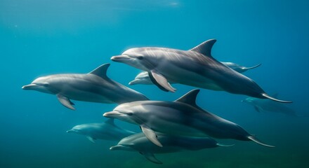 Obraz premium dolphins in the deep blue sea