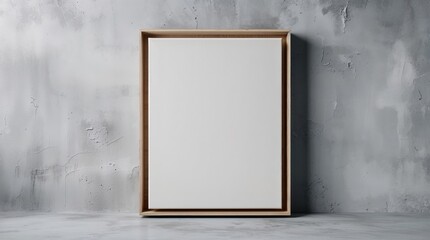 White framed picture is sitting on a grey wall