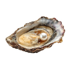 A beautiful pearl resting inside an open oyster shell, showcasing its natural elegance