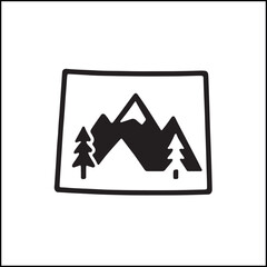 Greetings From Colorado Postcard Silhouette Icon in Minimal Style