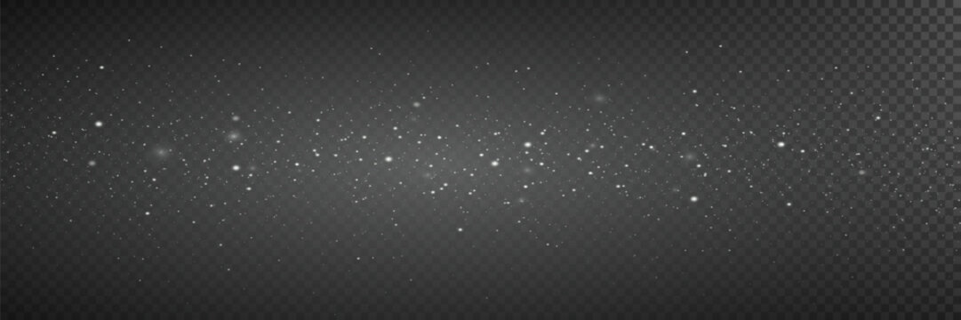 Christmas glitter glare. Silver stars shine with special light. White star flashes with glitter glare on transparent background.