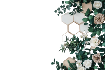 Elegant dark green and light brown wedding decor with greenery and floral elements enhances a DIY-themed celebration space