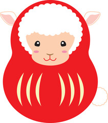 未年の干支だるまのカラーイラスト