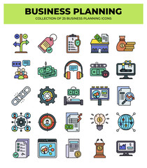 Collection of 25 Business Planning Icons: Strategy. Management. and Marketing