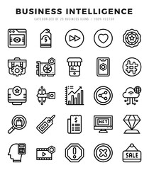 Business Intelligence icons set. Collection of simple Lineal web icons.