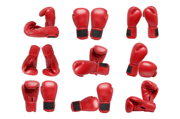 Set of boxing gloves on transparent background png