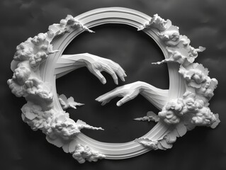 Intricate paper cutout art depicting hands in a beautiful and simple black and white artwork