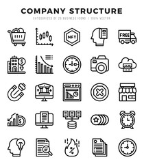 Company Structure Icons Pack. Lineal icons set. Lineal icon collection set.