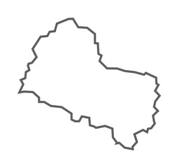Budaun District Vector Map with Bold Black Outline of Uttar Pradesh, India
