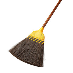 A broom with a wooden handle, ready for cleaning