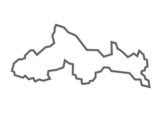 Etah District Vector Map with Bold Black Outline of Uttar Pradesh, India