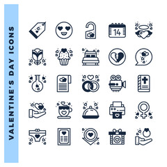25 Valentine's Day Lineal Fill icon pack. vector illustration.