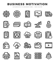 Business Motivation Icons Pack Lineal Style. Vector illustration.