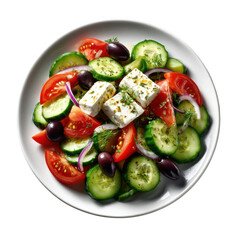 Vibrant Greek Salad Feta Cheese Cucumbers Tomatoes isolated on a transparent background 1