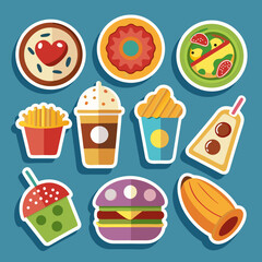 Food vector set Food stickers for kids printable 